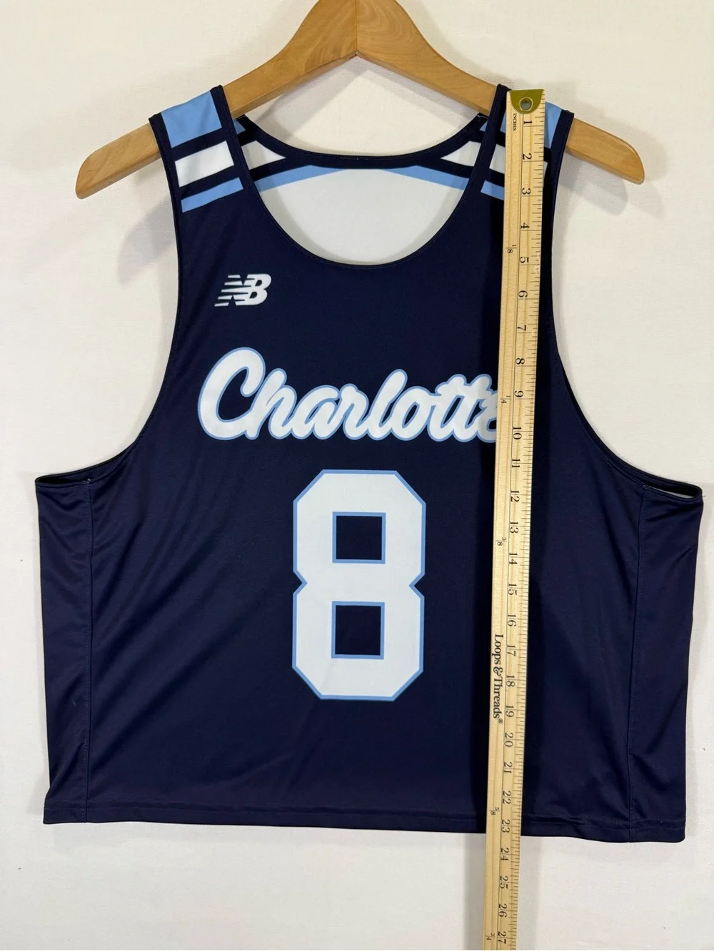 New Balance Men’s Navy Blue and White Charlotte Number Rash Guard